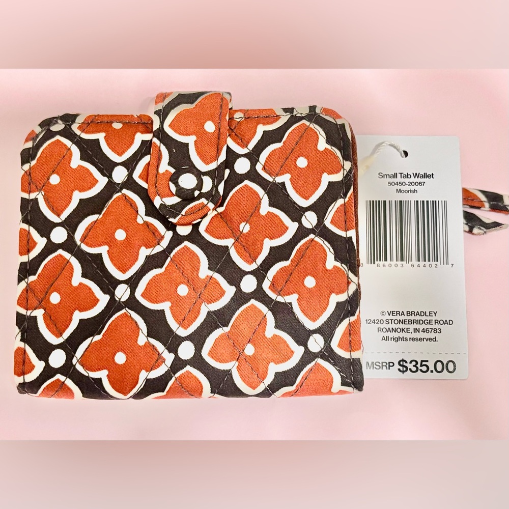 Vera Bradley Women's Premium Cotton Small Tab Wallet, Moorish